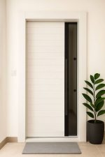 White and Glass Model Modern Security Door