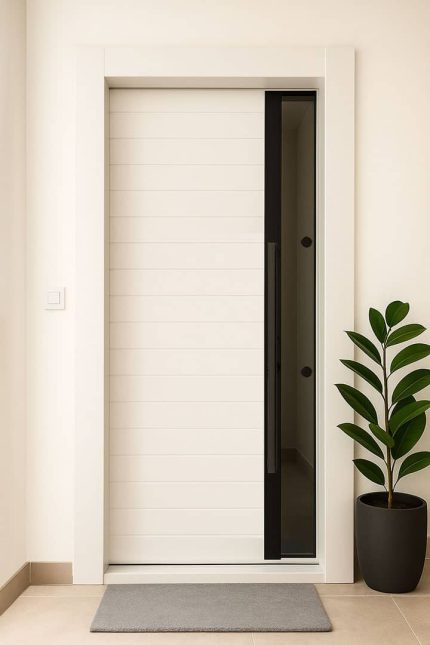 White and Glass Model Modern Security Door
