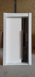 White and Glass Model Modern Security Door