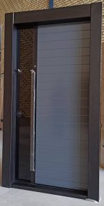 Gray Finish with Glass Panel Model High-Security Modern Door