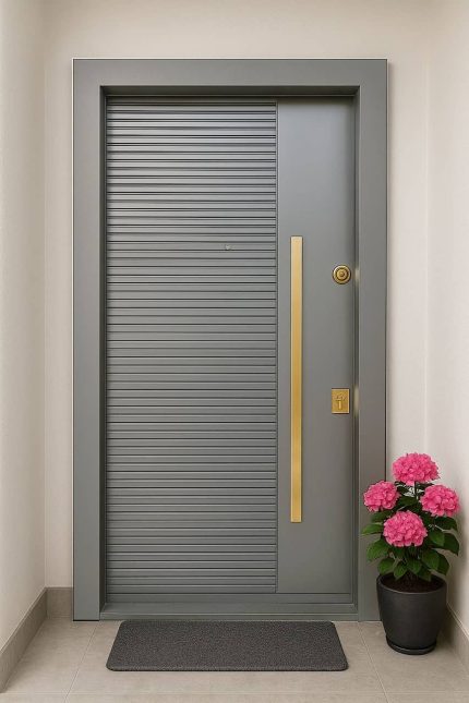 Gray CNC Model Modern Anti-Theft Door