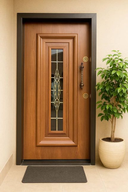 Beech Security Door – Veni Glass Model