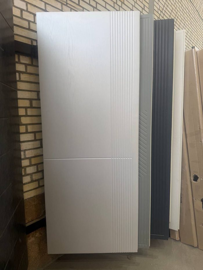درب داخلی MDF روکش PVC سفید خط دار - تصویر 1